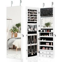 Lockable Jewellery Storage Organiser Jewellery Cabinet - White
