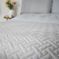 Brentfords Geo Pinsonic Throw Quilted Bedspread - Silver / Large - 200 x 240cm