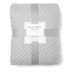 Brentfords Geo Pinsonic Throw Quilted Bedspread - Silver / Large - 200 x 240cm - thumbnail 2