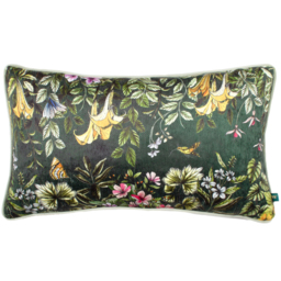 Leilani Printed Chenille Cushion - Teal / AnimalFloral / Polyester - thumbnail 2