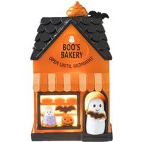 Haunted Library LED Light Up Decoration - Orange / 8.4cm