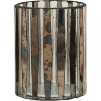 Gaia Smoked Anitque Finish Small Candle Holder - Multicolour