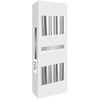 Silver Metallic Taper Candle Elegant Reflective Steady Burn - Silver
