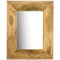 Solid Mango Wood Wall Mirror Light Oak - Brown - image 1