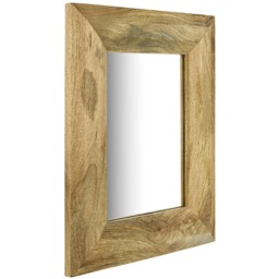 Solid Mango Wood Wall Mirror Light Oak - Brown - thumbnail 2