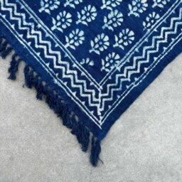 Handmade Indigo Throw Chhota Flower Elegant Artful - Blue - thumbnail 3