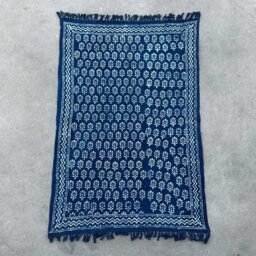 Handmade Indigo Throw Chhota Flower Elegant Artful - Blue - thumbnail 2