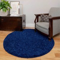Soft Value Navy Blue Shaggy Area Rug - Navy Blue / 135 x 135cm