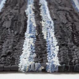 Homescapes Texas Leather Denim Woven Striped Blue Rug - Denim Blue / 150cm - thumbnail 4