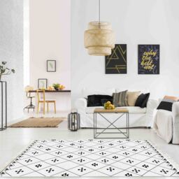 The Mia Noir And Blanc Kilim Rug - 180 cm x 120 cm - Black & White - thumbnail 3