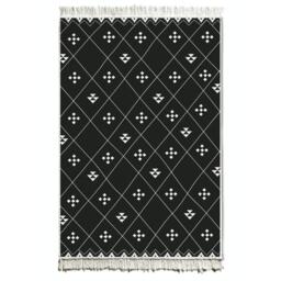 The Mia Noir And Blanc Kilim Rug - 180 cm x 120 cm - Black & White - thumbnail 2