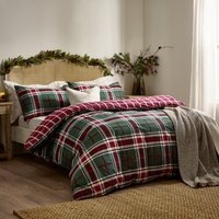 Braemar Check Brushed Cotton Duvet Cover Set - Berry-Pink / King