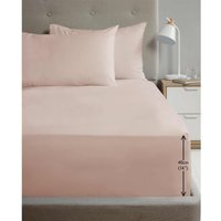 180TC Percale Fitted Sheet and Pillowcase Pair - Blush / Double