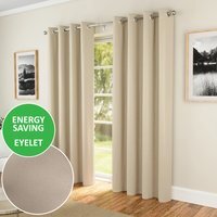 Pair of Supersoft Plain Thermal Eyelet Curtains - Natural / 168cm / 229cm - image 1