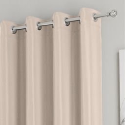 Pair of Supersoft Plain Thermal Eyelet Curtains - Natural / 168cm / 229cm - thumbnail 3