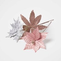 Homescapes Artificial Set of 3 Pink Poinsettia Single Stem Decorations - Pink - image 1