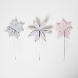 Homescapes Artificial Set of 3 Pink Poinsettia Single Stem Decorations - Pink - thumbnail 4