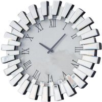 Round Sunburst Mirrored Office Wall Clock Modern - Silver - thumbnail 1