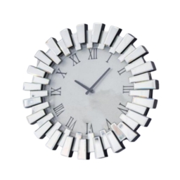 Round Sunburst Mirrored Office Wall Clock Modern - Silver - thumbnail 2