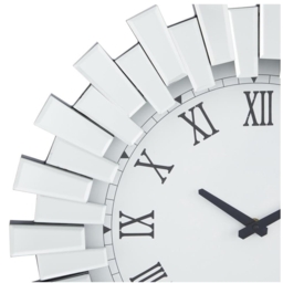 Round Sunburst Mirrored Office Wall Clock Modern - Silver - thumbnail 5
