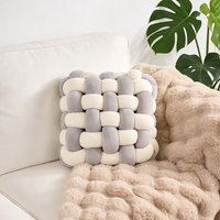 Soft Woven Seat Cushion - Cream and Grey