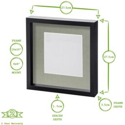 "10"" x 10"" White 3D Box Photo Frame - 6"" x 6"" Mount - Pack of 5 - White/Ivory" - thumbnail 4