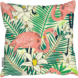 Abstract Flamingos With Palm Leaves Cushion - Green / 60cm - thumbnail 2