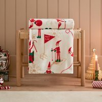 Elfie Printed Fleece Throw - Cream
