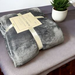 Matris Home Fleece Mink Blanket Throw - Grey - thumbnail 2