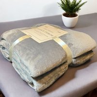 Matris Home Fleece Mink Blanket Throw - Grey - thumbnail 1