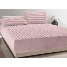 Plush Supersoft Jumbo Cord Ribbed Fitted Sheet Deep Box Blush - Blush / King - thumbnail 2