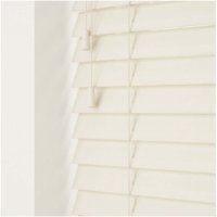 Smooth Finish Faux Wood Venetian Blinds with Strings 120cm Drop - Misty White  / 240cm