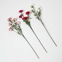 Homescapes Artificial Carnation Spray Single Stem Set of 3, 55cm - Pink, Green, White - image 1