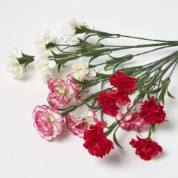 Homescapes Artificial Carnation Spray Single Stem Set of 3, 55cm - Pink, Green, White - thumbnail 3