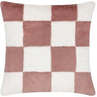 Cozeecheck Faux Fur Polyester Filled Cushion - Pink - image 1