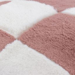 Cozeecheck Faux Fur Polyester Filled Cushion - Pink - thumbnail 2