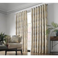 Fiji Lined Eyelet Ring Top Curtains - Yellow / 168cm / 229cm - thumbnail 1