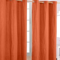 Homescapes Cotton Plain Ready Made Eyelet Curtain Pair - Burnt Orange / 117cm / 137cm