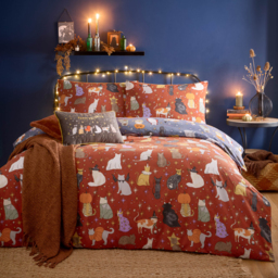 Halloween Pawty Printed Reversible Duvet Cover Set Single - Multicoloured - thumbnail 3