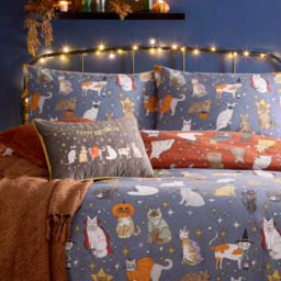 Halloween Pawty Printed Reversible Duvet Cover Set Single - Multicoloured - thumbnail 2