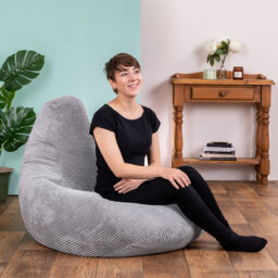 Cord Recliner Bean Bag  - Grey - thumbnail 4