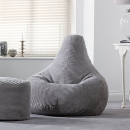 Cord Recliner Bean Bag  - Grey - thumbnail 2