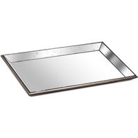 Astor Distressed Large Mirrored Tray with Wooden Detailing - Brown - image 1