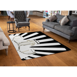Art Deco Skyscraper In Black  White Designer Rug - Black / 150cm - thumbnail 2