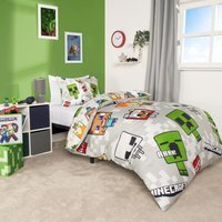 Minecraft Duvet Cover Set Bedding Reversible - Grey / Double