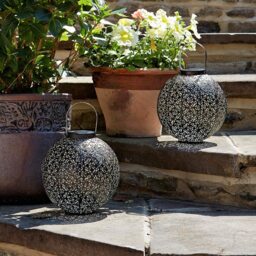 Solar LED Hanging Damasque Lantern  - Bronze - thumbnail 2