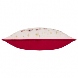 Cotswold Christmas Embroidered Velvet Cushion Cover 50 x 30cm - Cream/Burgundy - thumbnail 3
