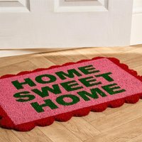 OHS Scallop Edge Home Sweet Home Printed Coir Mat - Pink/Red