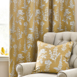 Set of 2 Sophia Jacquard Floral Eyelet Curtains - Gold / 137cm / 168cm - thumbnail 4