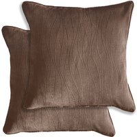 Pair of Goodwood Textured Wave Pattern Cushion Covers - 43x43cm - Cases Only - Bronze - image 1